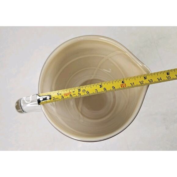 Vintage MCM Hand Blown Glass Pitcher w Handle Nude w Cream Swirls Glass Art - Picture 9 of 9